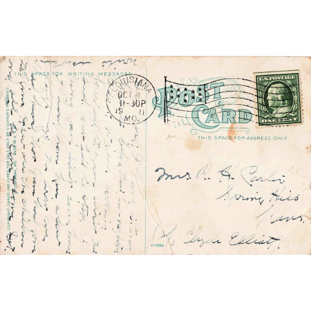 Vintage 1910 Postcard View from Vandeventer Hill Louisiana Missouri MO Catlett - Picture 2 of 2